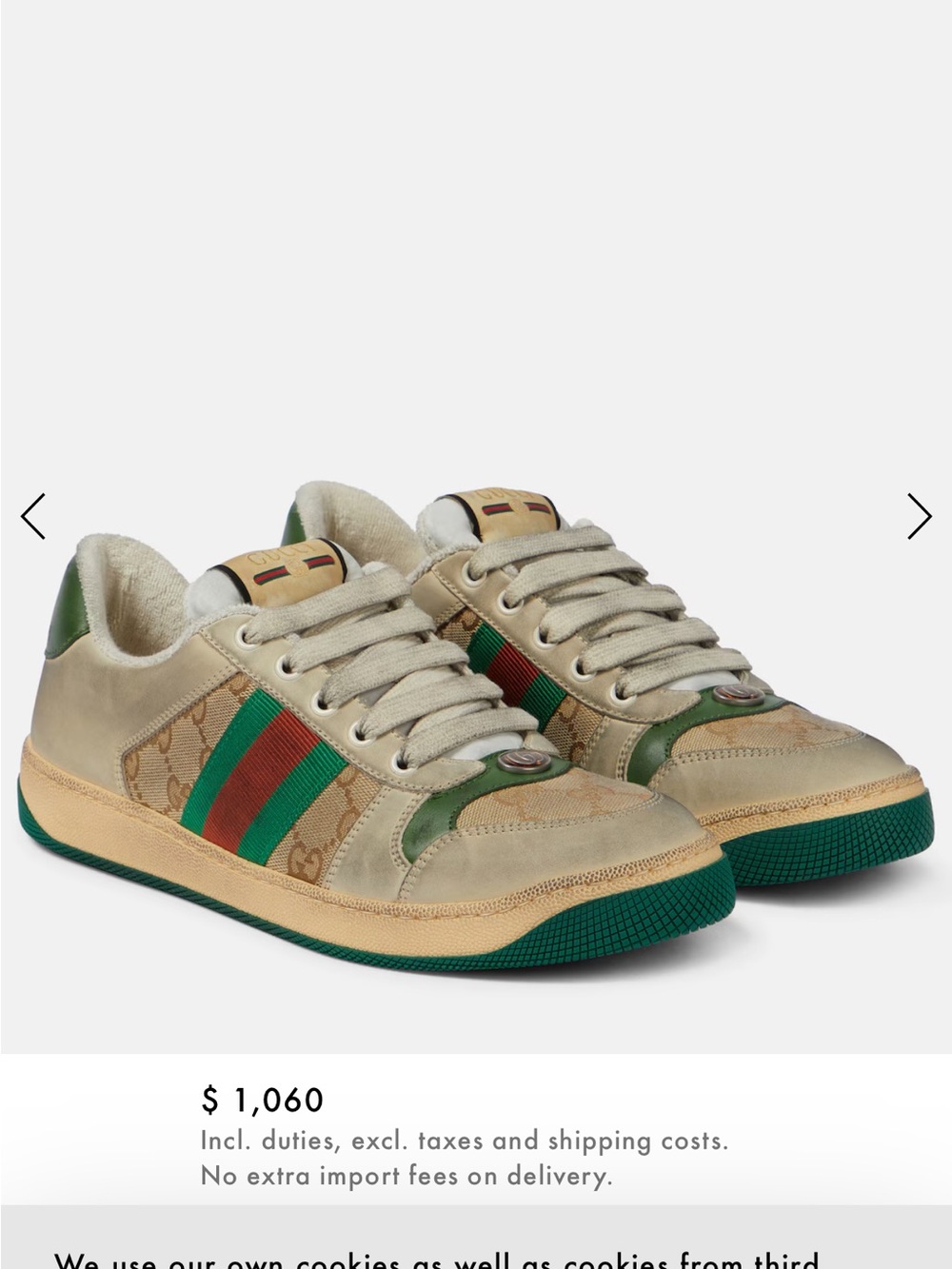 Gucci Women Beige Sneakers with Green and Red Web Stripe